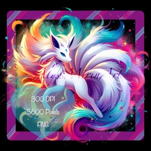 Rainbow Alolan Ninetails Clipart PNG