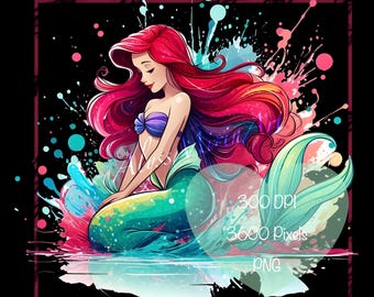 Ariel Reflection - The Little Mermaid - Rainbow Splash Clipart PNG