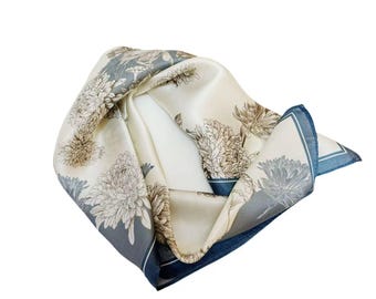 Foulard En Soie Vintage Codello - 90x90 Cm - Couleurs Marron Et Bleu - Occasion Très Bon état