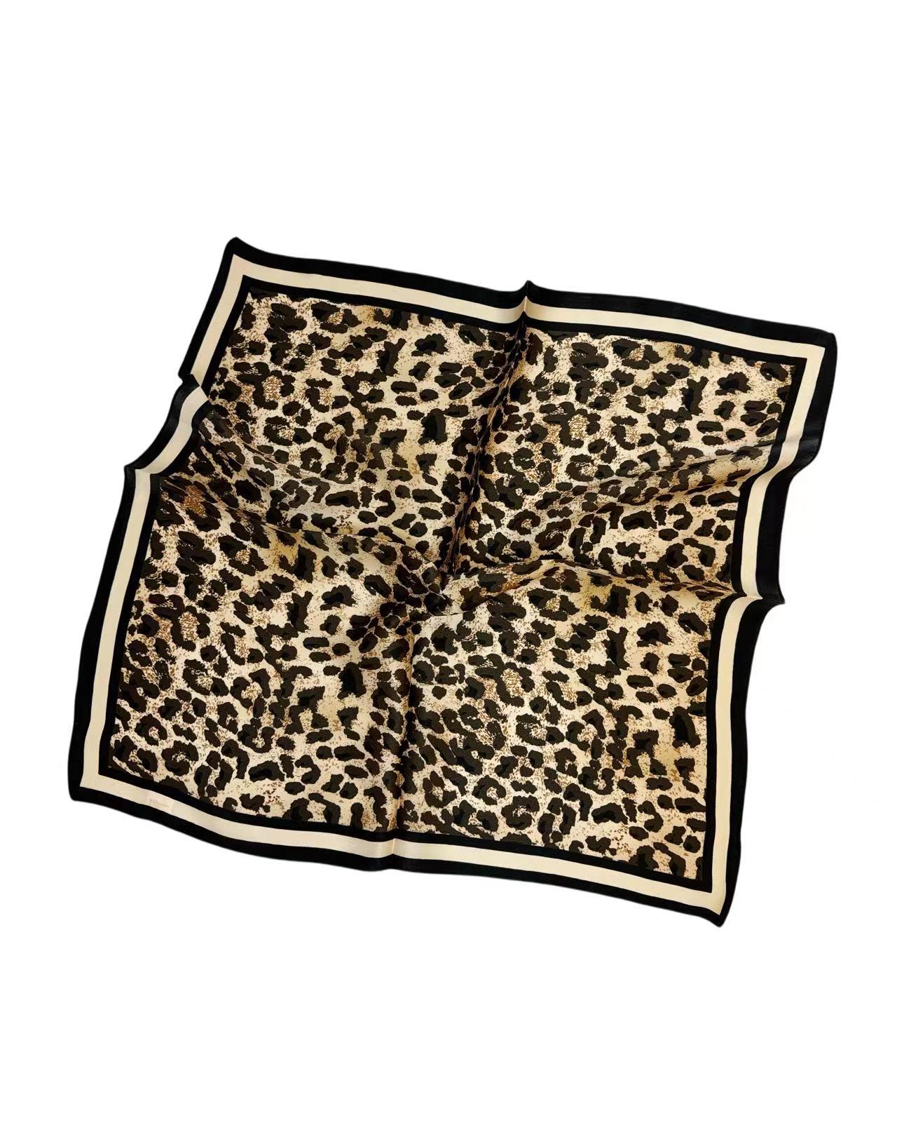 Vintage Silk Leopard Scarf - Etsy Vintage Animal Print & Gold Border Satin Scarf main image 0
