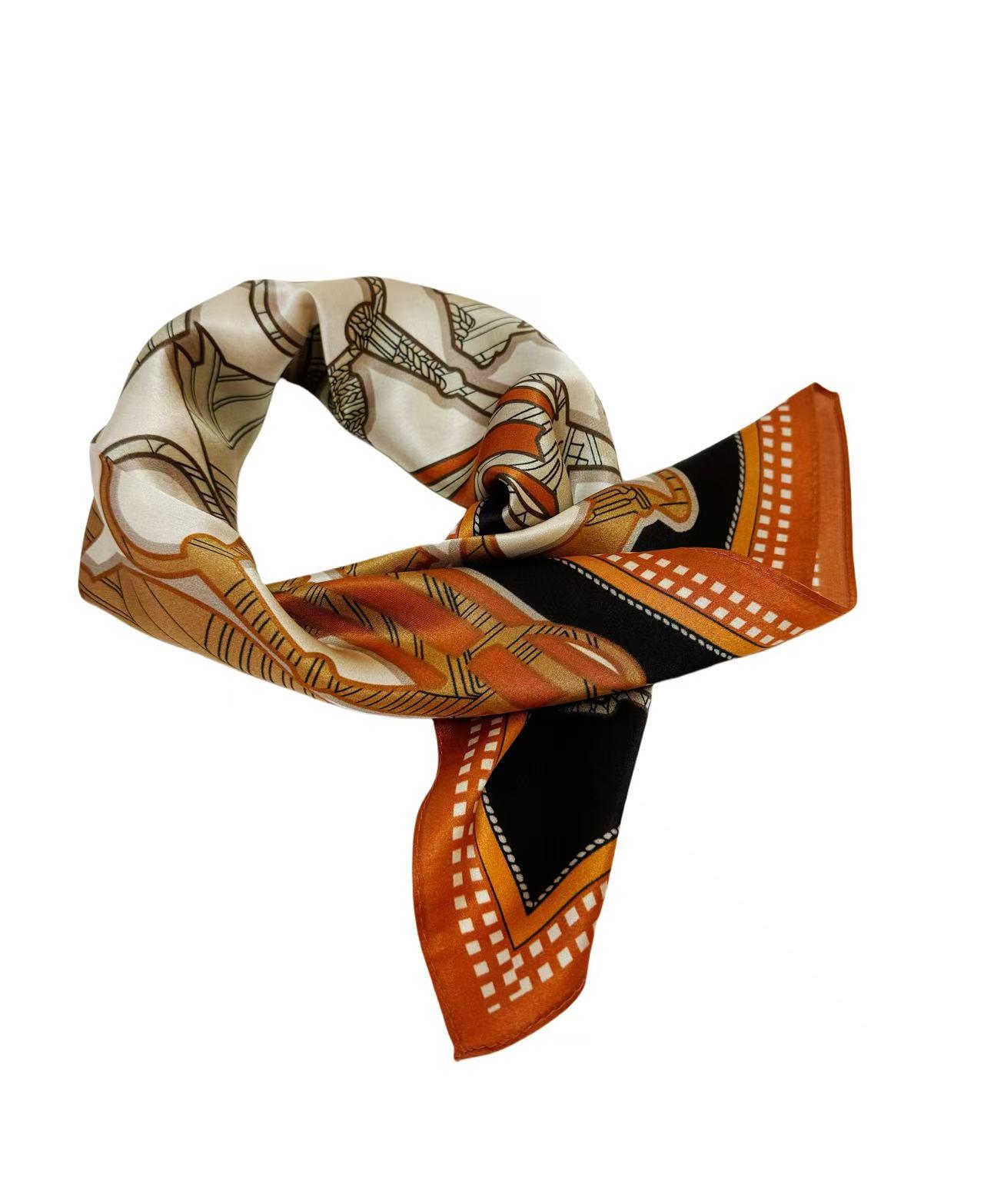 Foulard Carré En Soie Street One Vintage Gris - Accessoire Femme Gavroche Style Bandana - Bon état