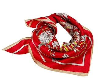 Sciarpa in seta di gelso 100%, classica sciarpa di seta lussuosa, rossa, da donna, bandana, foulard, sciarpa per la testa, elegante e senza tempo.