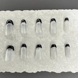 Sparkly French Tip Nails, Acrylic Nails, Press On Nails, Cat Eye Nails, Simple Nails, Pretty Nails