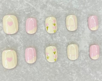 Cute Floral Nails, Acrylic Nails, Press On Nails, Pastel Nails, Nail Art, Nail Design