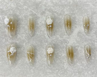 Clear Yellow Rose Nails, Acrylic Nails, Press On Nails, Pretty Nails, Nail Design, Simple Nails, Everyday Nails