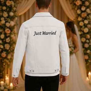 Custom Denim Groom Jacket – Embroidered Wedding Jean Jacket | Just Married Groom Jean Jacket | Groom Jacket | Custom Jean Jacket