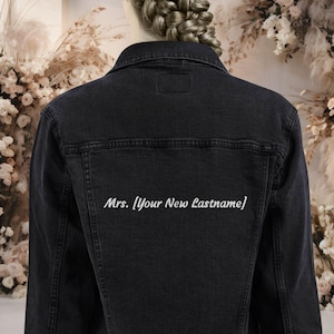 Mrs. Bride Denim Jacket – Mrs Last Name Embroidered | Bridal Jean Jacket | Wedding Jacket | Personalized Mrs Jean Jacket -Mrs Jacket denim