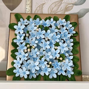 Blue Tweedia Clay Painting – Handmade Textured Floral Wall Art, Home Decor Gift