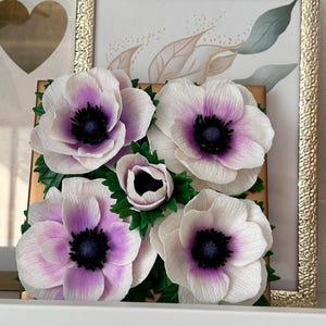Handmade Clay Floral Painting – Anemone Textured 3D Wall Art, Home Decor | Gift