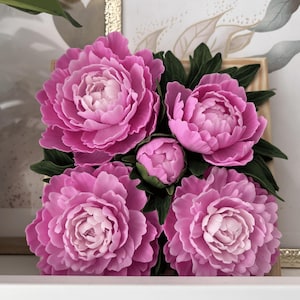 Framed Polymer Clay Painting – Handmade Peonies Textured Floral Wall Decor, Botanical Gift