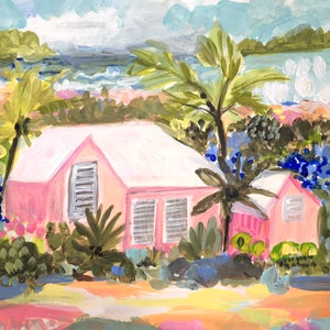 Beach Cottage Painting, Landscape Painting, Beach Landscape Painting, Karen Fields Art