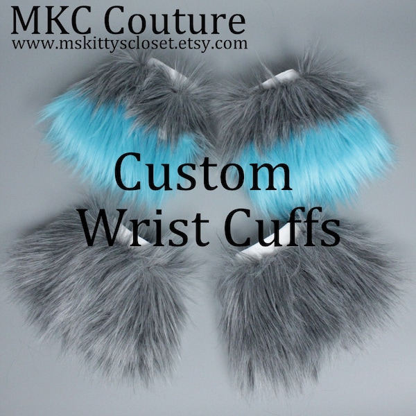 Fur Wrist Cuffs - Custom Color - Anime, Cosplay, Furry, Plushie, Halloween, Burning Man