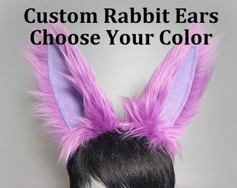 Rabbit Ears  Custom Costume  Bunny Ears - Faux Fur Animal Ears - Anime Ears - Halloween Animal Costume - Furry - Cosplay - Furry Ears