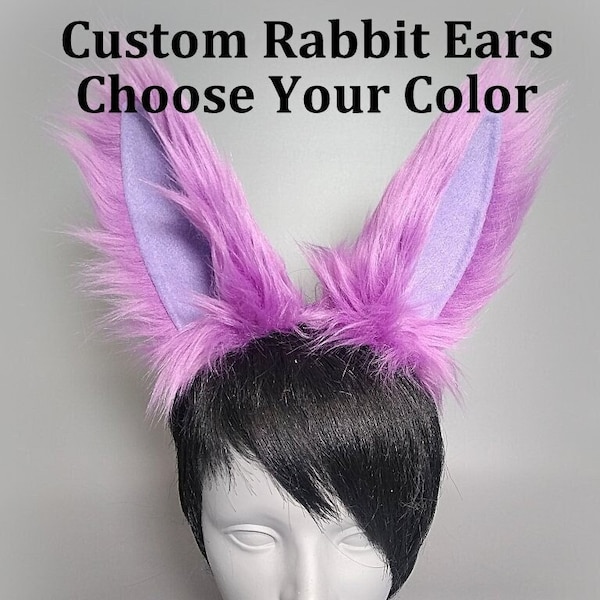 Rabbit Ears  Custom Costume  Bunny Ears - Faux Fur Animal Ears - Anime Ears - Halloween Animal Costume - Furry - Cosplay - Furry Ears
