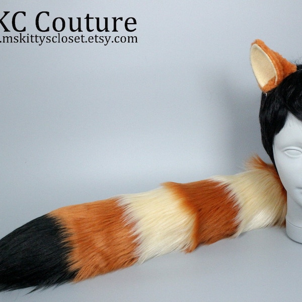 Red Panda Costume - Animal Ears - Animal Tail - Raccoon Ears and Raccoon Tail - Halloween Costume - Furry - Cosplay