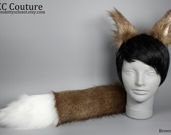 Cosplay Furry Brown Wolf Fox Husky Dog Ears on Hair Clips Werewolf Pet Halloween Petplay Fursuit