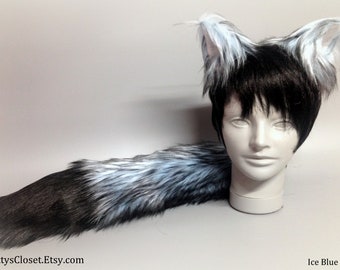 Ice Blue Husky Costume - Husky Ears - Husky Tail - Blue Wolf Costume - Anime Ears - Wolf Ears and Tail - Husky Ears and Tail