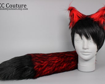 Red Husky Costume - Red Husky Ears - Red Husky Tail Halloween Animal Costume - Red Wolf Ears and Tail - Red Fox Ears and Tail