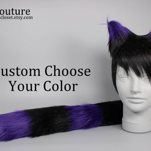 Cheshire Cat Costume - Cheshire Cat Ears and Tail - Cat Ears and Tail - Cat Costume - Cosplay - Furry - Fursona - Halloween Costume