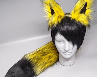 Yellow Husky Wolf Costume - Husky Ears Tail - Wolf Ears and Tail - Halloween Animal Costume - Yellow Fox Costume