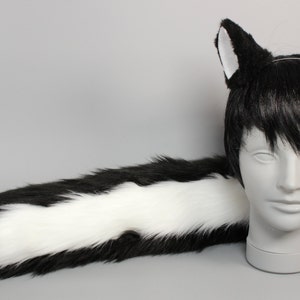 Skunk Animal Costume - Skunk Ears and Tail - Anime, Halloween, Cosplay, Furry, Plushie