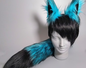 Turquoise Husky Costume - Husky Ears - Husky Tail - Fox Ears and Tail - Fox Costume - Animal Cosplay - Anime - Furry