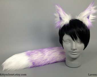 Purple Fox Costume - Lilac Wolf Costume - Husky Costume - Faux Fur Ears - Faux Fur Tail