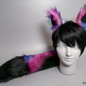 Dark Galaxy Husky Costume - Galaxy Faux Fur Ears - Galaxy Faux Fur Tail- Cosplay Ears - Cosplay Tail - Furry - Animal Cosplay