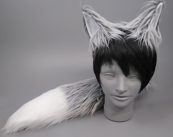 Grey Frost Wolf Costume - Husky Ears and Tail  - Wolf Ears and Tail - Grey Wolf Ears and Tail - Animal Cosplay - Furry Cosplay