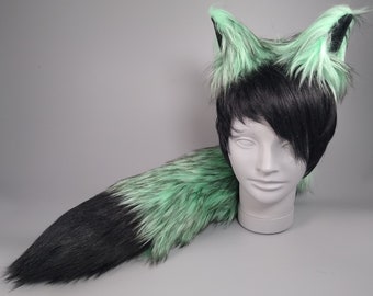 Mint Green Husky Wolf Costume - Husky Ears - Husky Tail - Halloween Animal Costume