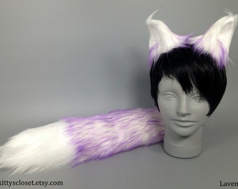 Fox Costume - Lilac Candy Wolf Costume - Husky Costume - Faux Fur Ears - Faux Fur Tail - Cosplay - Furry - Halloween Costume