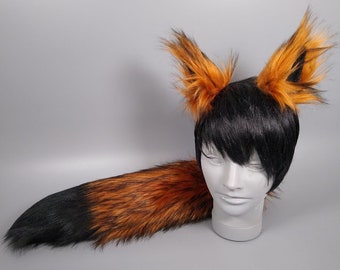 Amber Fox Costume - Husky Costume - Faux Fur Ears - Faux Fur Tail - Fox Ears and Fox Tail - Furry - Cosplay - Halloween Costume