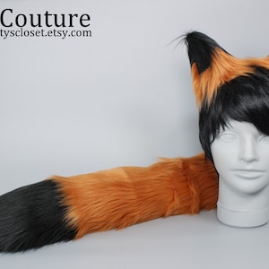Amber Fox Costume - Fox Ears and Tail - Faux Fur Fox Ears and Tail - Orange Fox Ears and Tail