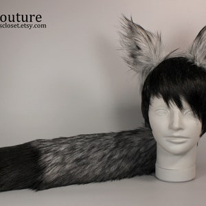 Disfraz de lobo gris husky - Disfraz de lobo gris - Orejas y cola de lobo - Orejas y cola de husky - Cosplay peludo - Cosplay de animales