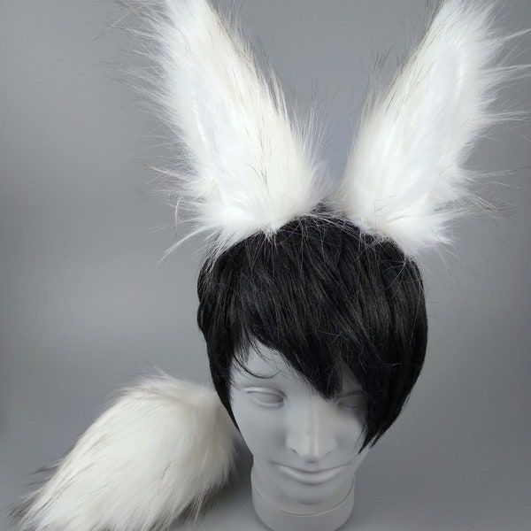 White Arctic Bunny Ears and Tail, Rabbit Ears and Tail