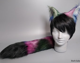 Dark Galaxy Husky Costume - Galaxy Faux Fur Ears - Galaxy Faux Fur Tail - Cosplay Ears - Cosplay Tail - Wolf Ears and Wolf Tail - Anime