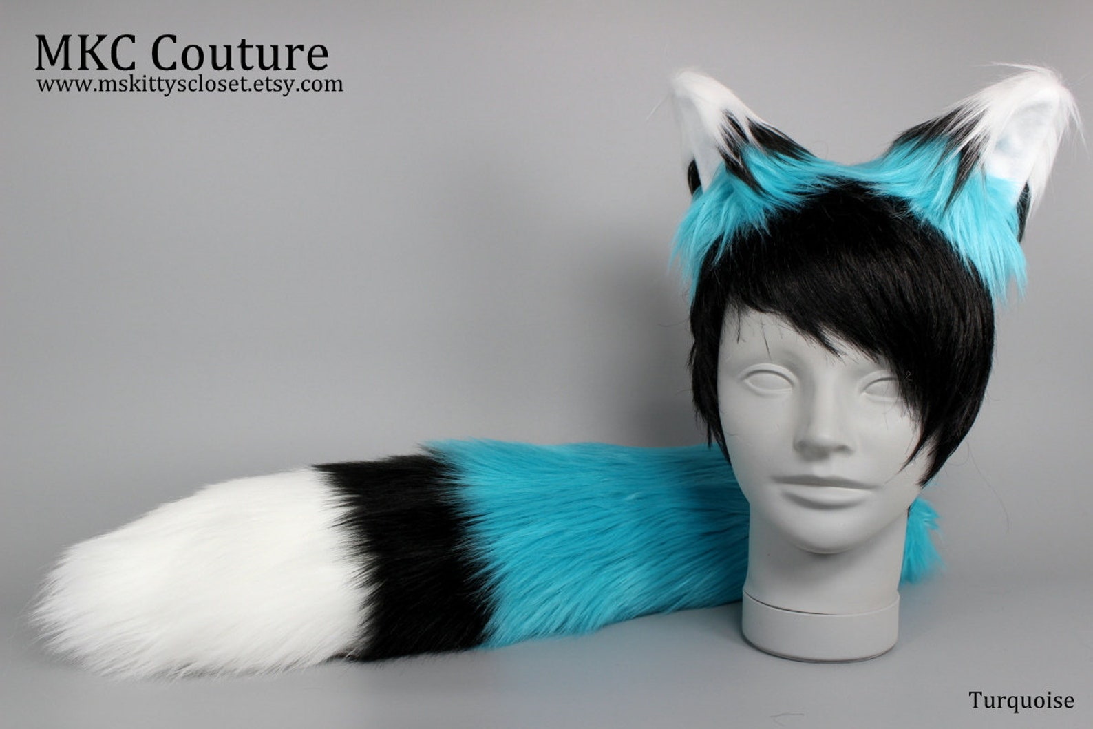 Oversized Fox Ears & Tail Costume Set - Faux Fur Headband And Bushy Tail With Belt Loop