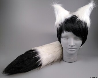 MCCKLE Faux Fur Tail Clip Ears for Cosplay Costume Halloween Xmas Party