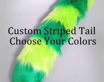 Raccoon Tail, Cheshire Cat Tail, Custom Furry Tail, Fursona, Furry Cosplay