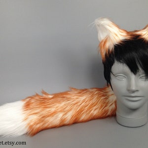 Amber Candy Fox Costume - Wolf Costume - Husky Costume Faux Fur Ears - Faux Fur Tail - Red Fox Ears Red Fox Tail - Fox Cosplay