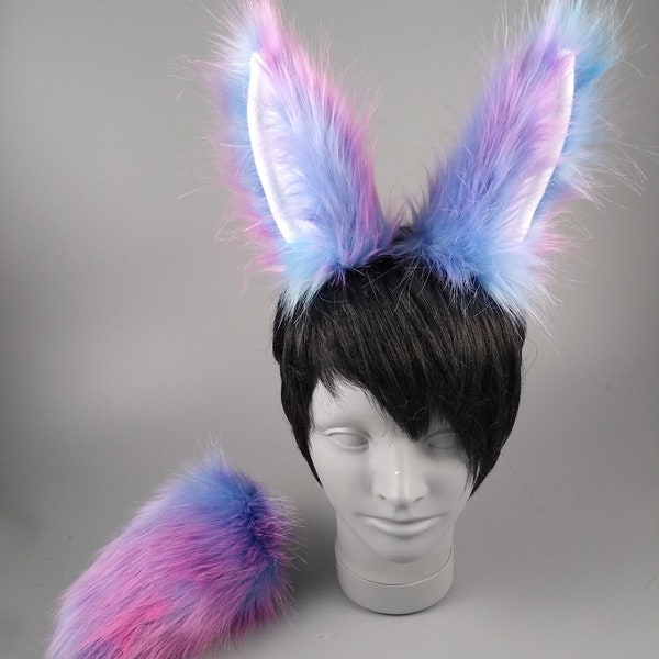 Bunny Ears - Pastel Galaxy Bunny Ears and Tail -  Rabbit Ears and Tail - Animal Costume - Furry Cosplay