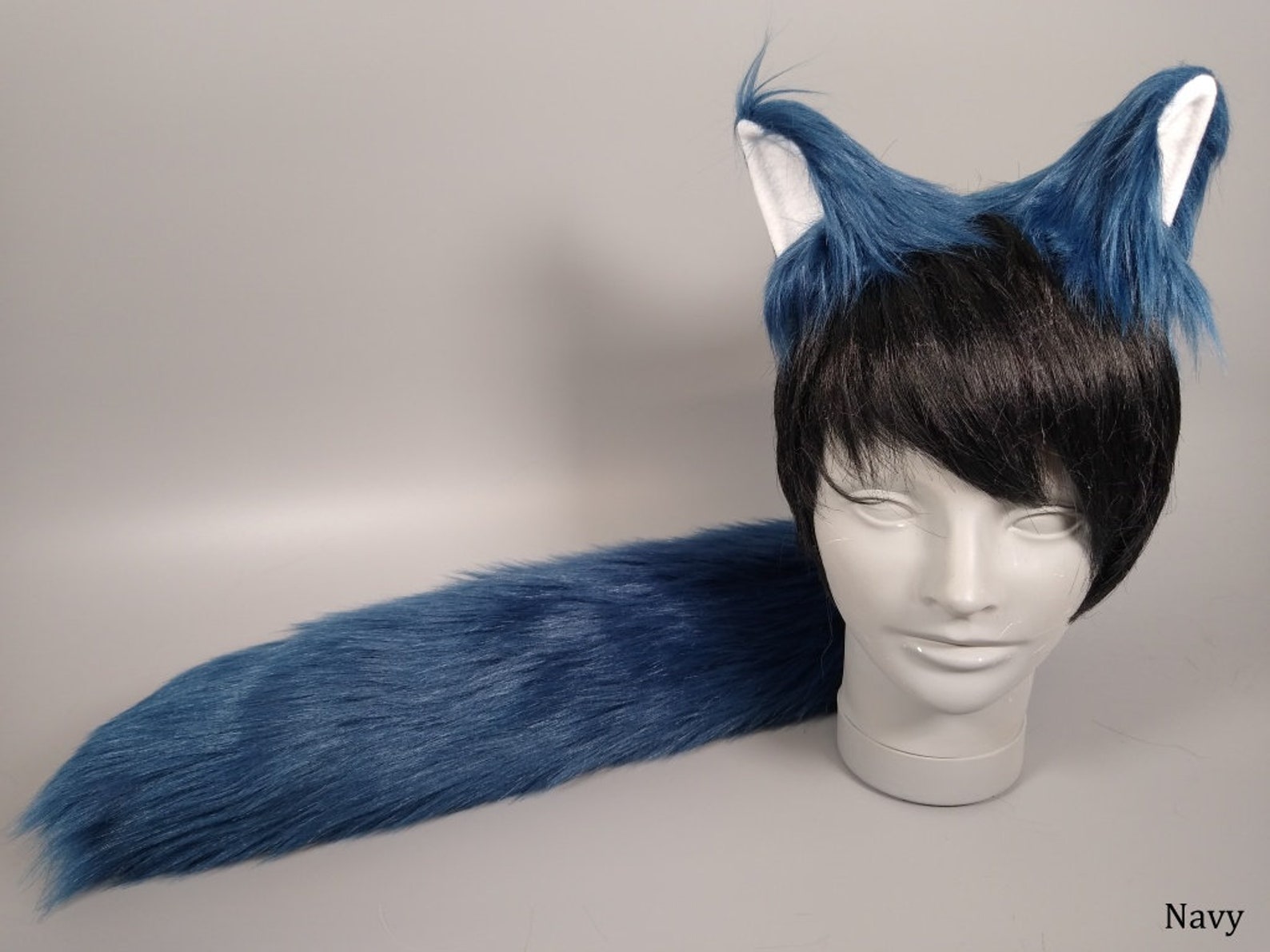 Navy Wolf Costume Blue Wolf Ears Blue Wolf Tail In stock | Etsy