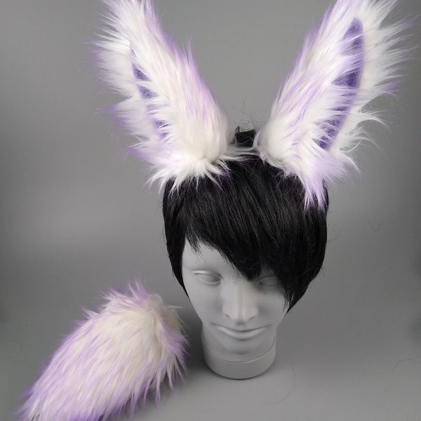 Lavender "Candy" Bunny Ears and Rabbit Tail -  Rabbit Ears and Rabbit Tail - Cosplay - Furry - Halloween Costume