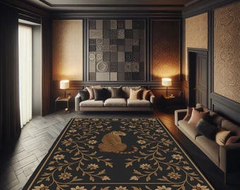 Botanical Tiger Rug: Vintage-Style Wildlife Accent Carpet
