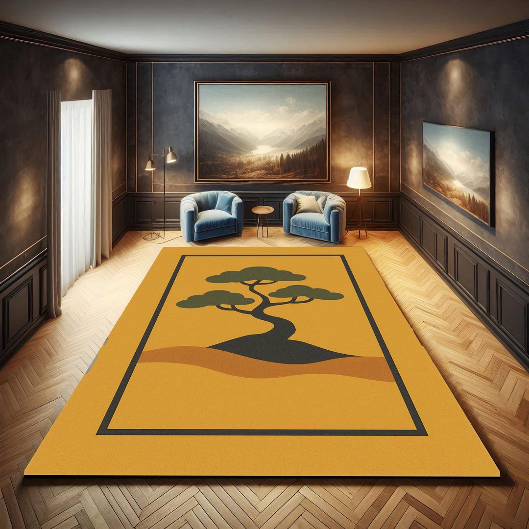Minimalist Bonsai Tree Rug: Zen Japanese Style Accent Carpet - Etsy