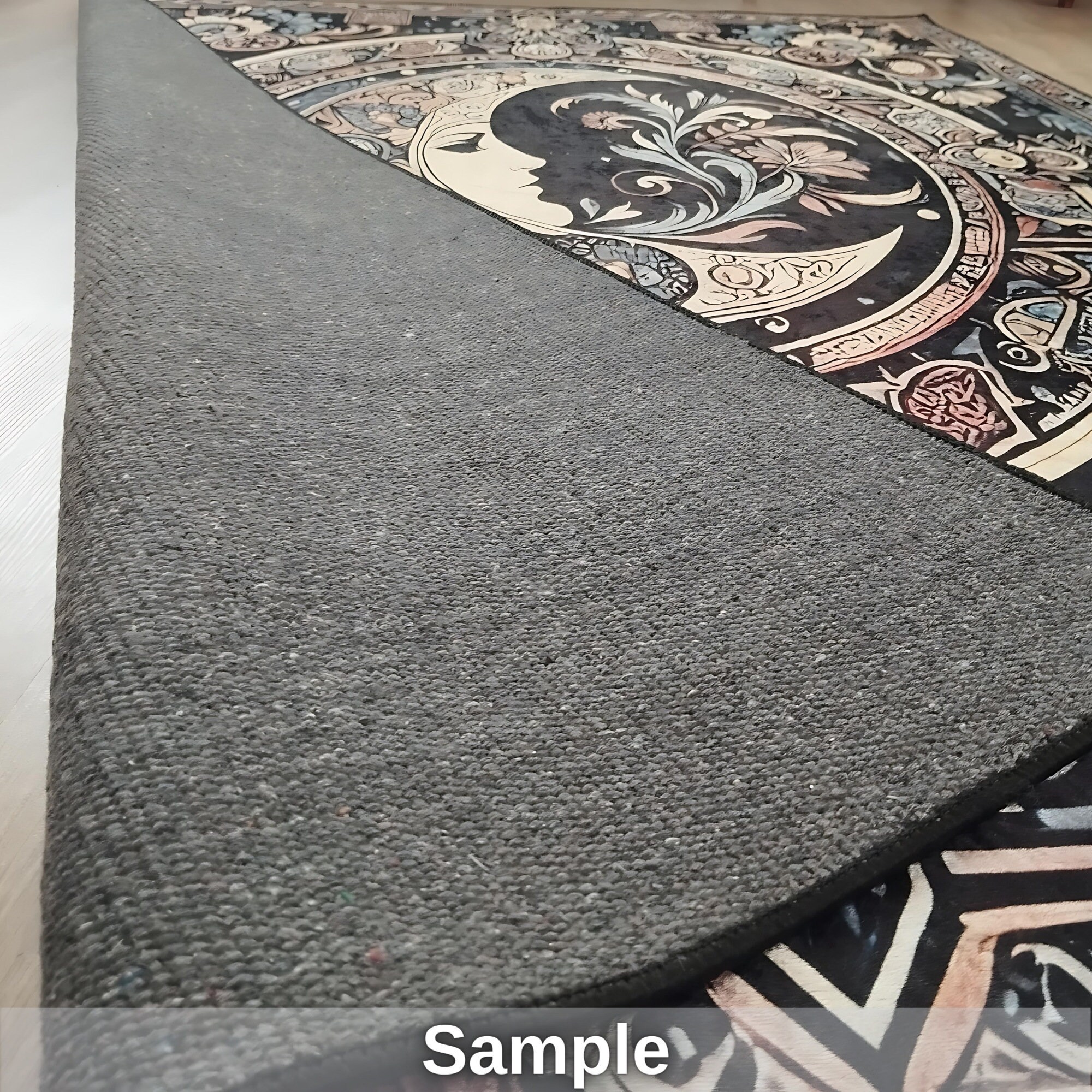 Window Rug Rose Window Round Rug: Black and Gold Geometric Rosette - Etsy
