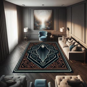Occult Gothic Rug, Haunted Spirit Figure Rug, Dark Fantasy Skull Design Rug, Witchy Room Decor Carpet, Spooky Macabre Style Rug