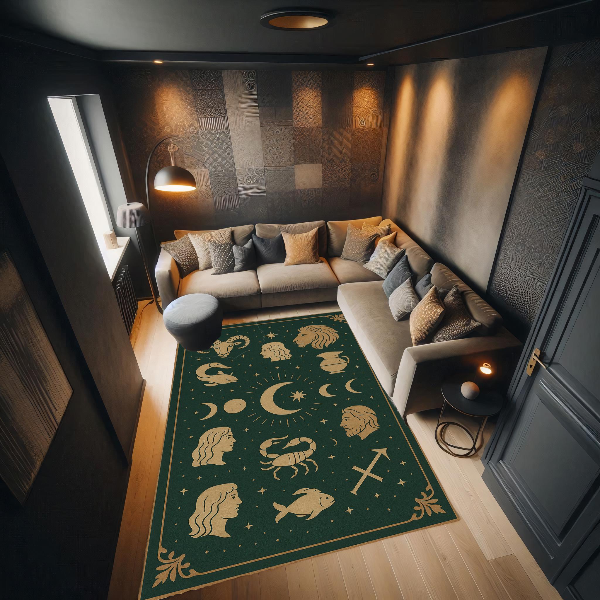 Astrology Rug With Zodiac Symbols and Celestial Moon Phases, Forest ...