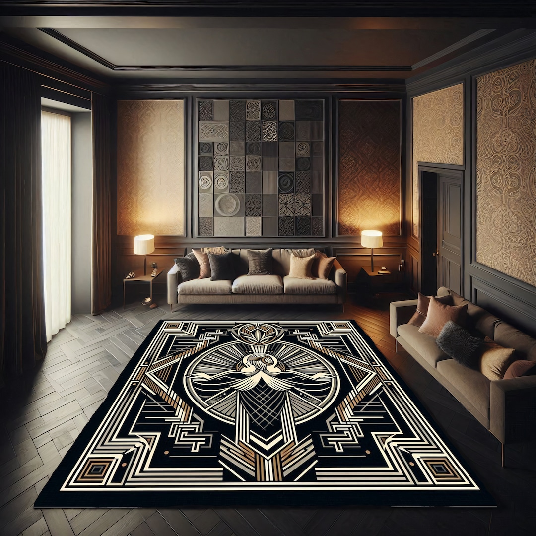 Art Deco Rug, Modern Art Rug, Fine Art Decor Rug, Striped Home Area Rug ...