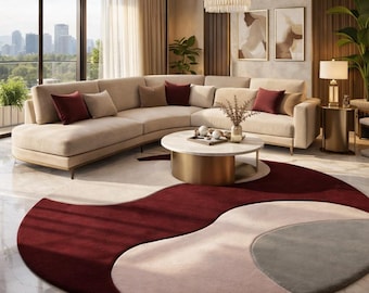 Hand-Tufted Wool Blend Area Rug, Modern Abstract Geometric Design